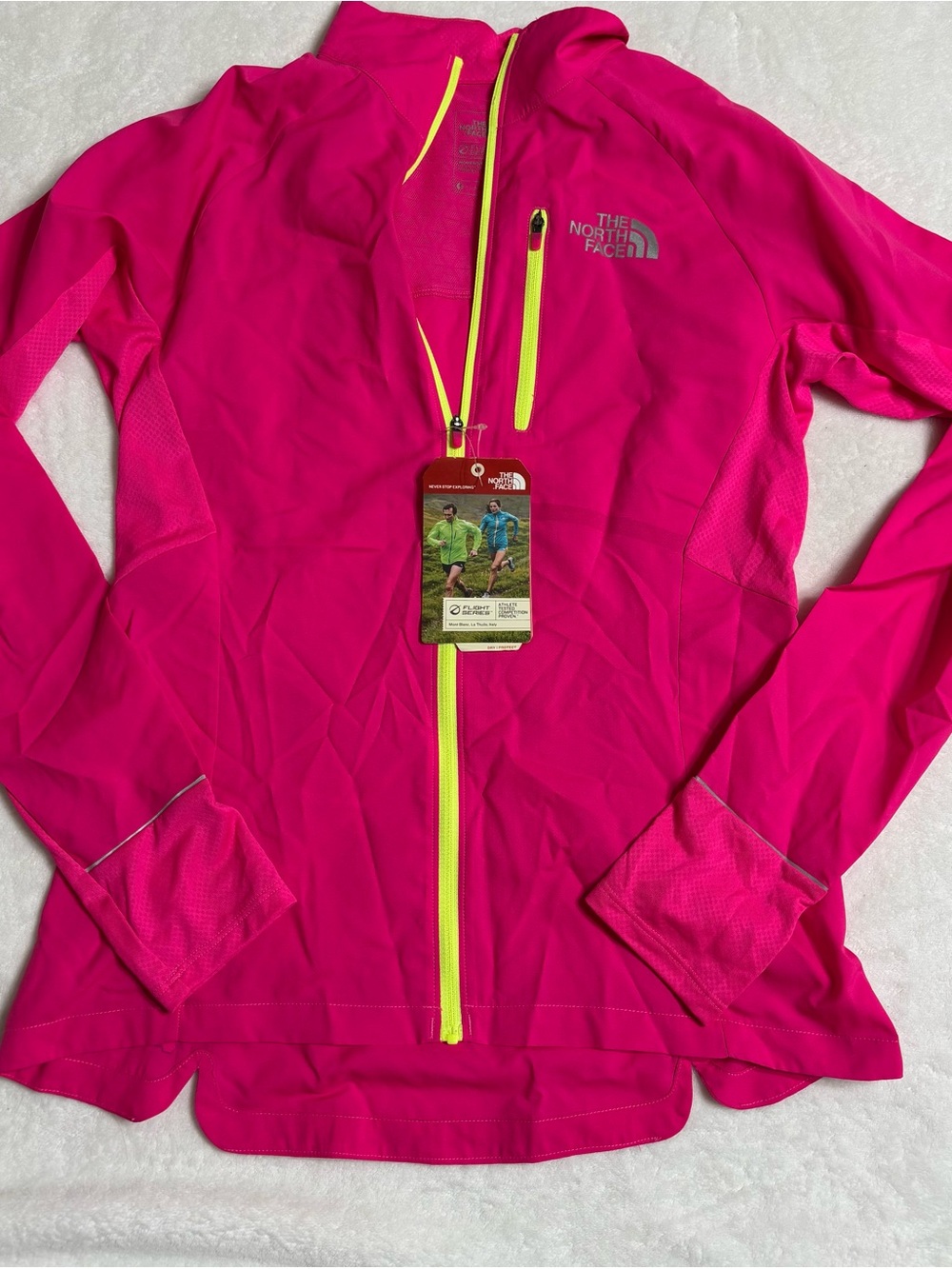 The North Face Women’s Hot Pink Ski Jacket with Neon Yellow Trim